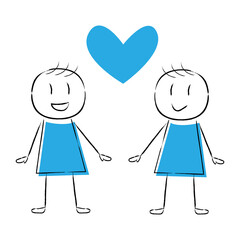 愛し合う人々のベクターイラスト 手描き風