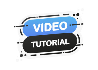 Video Tutorial isolated blue flat banner on white background. Vector illustration.