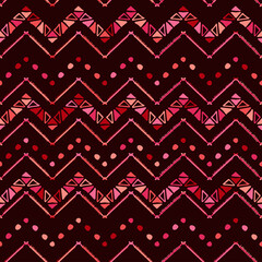 Abstract colorful coral zigzag pattern for cover design. Retro chevron vector background. Geometric decorative seamless. Living Coral 2019 Color of the Year.