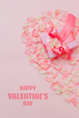 Valentine's day banner postcard or poster for sale in the store. top view.copy space