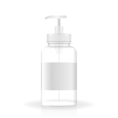 Realistic jar for soap, antiseptic and other hygienic substances. Vector illustration.