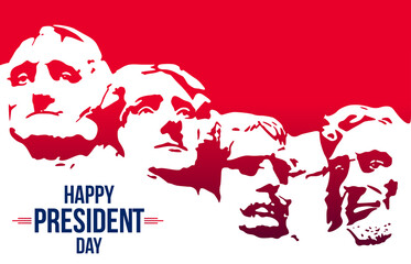 Presidents day banner in red with blue inscription. Federal holiday in America. 