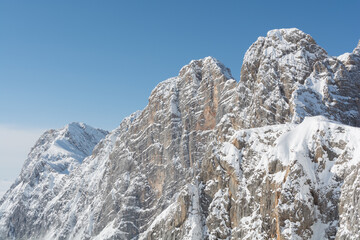 Snowy Mountains Of The Dachstein Massif Glowing In Sunlight