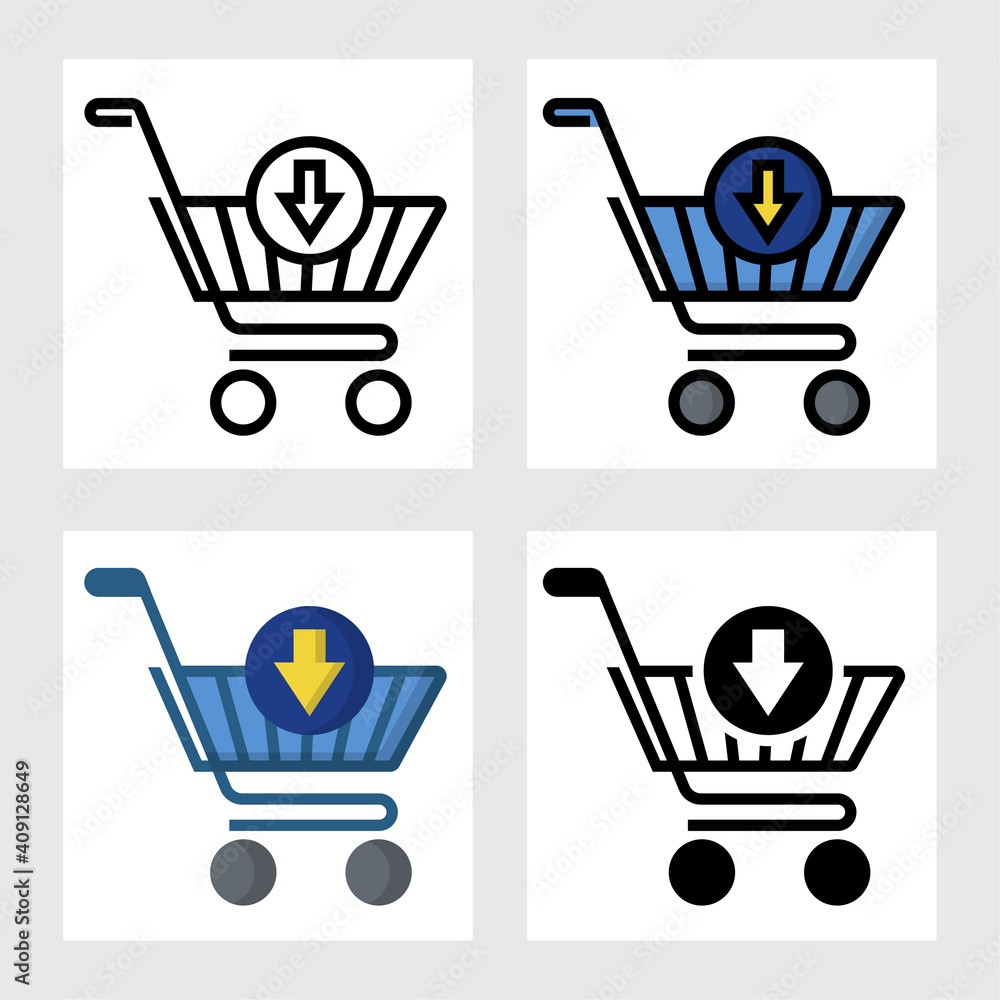 Poster put in cart icon vector design in filled, thin line, outline and flat style.