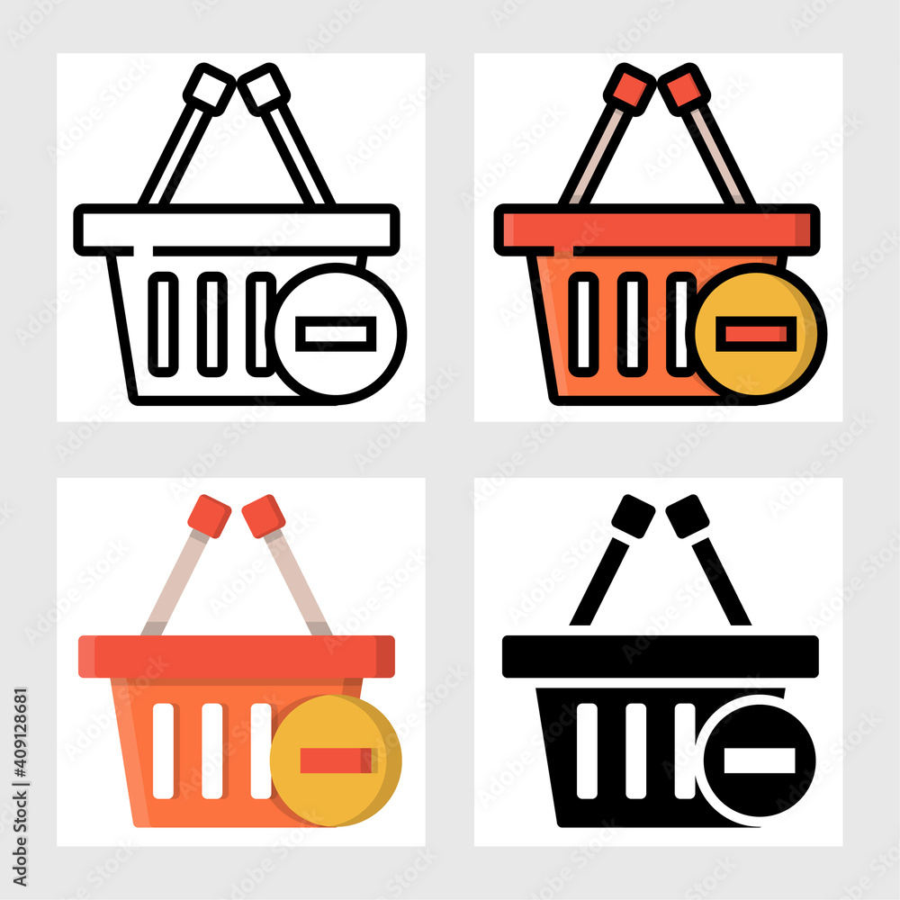 Poster remove from basket icon vector design in filled, thin line, outline and flat style.