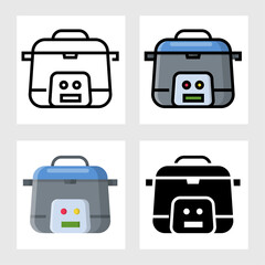 Rice cooker icon vector design in filled, thin line, outline and flat style.