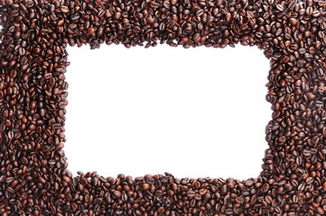 Coffee beans surface with window