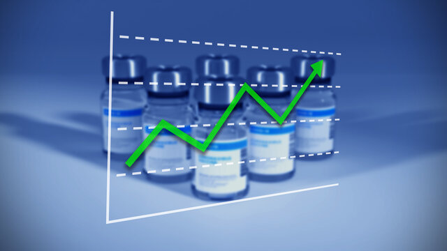 Stock raises due to coronavirus vaccine is successful, outbreak of economy after covid. - Powered by Adobe