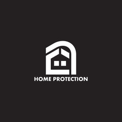 abstract simple geometric home protection symbol logo vector