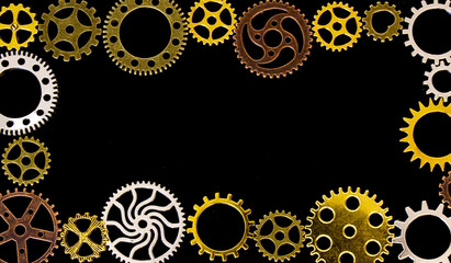 Metal gears in a black  mockup background