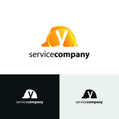 construction and consultant engineering logo concept with initial letter y and hard hat helmet	
