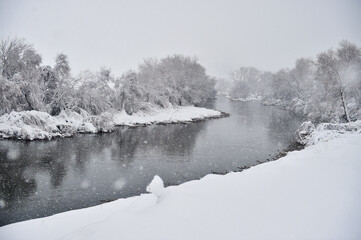 river with snow