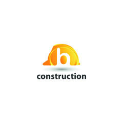 Fototapeta premium construction and consultant engineering logo concept with initial letter b and hard hat helmet 