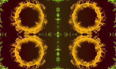 Abstract four rings of fire pattern with gradient background design concept
