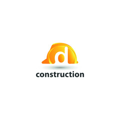 construction and consultant engineering logo concept with initial letter d and hard hat helmet	