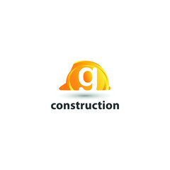 construction and consultant engineering logo concept with initial letter g and hard hat helmet	