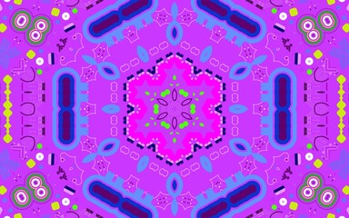 Modern and colorful symmetrical ornament and shapes with mandala style background design