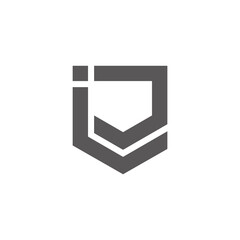 letter ij simple geometric line emblem logo vector