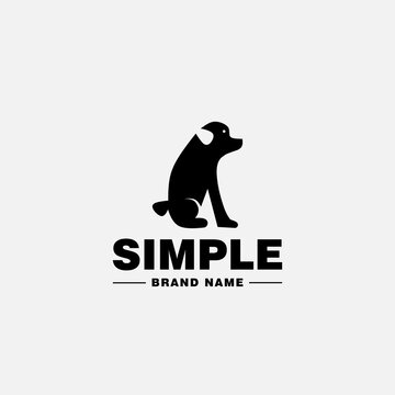 Simple logo design template, with a black sitting dog icon