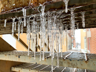 icicles hanging from stairs