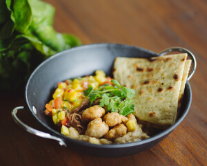 squid with hummus and mango salsa