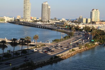Beautiful view of port of Miami, Florida, USA