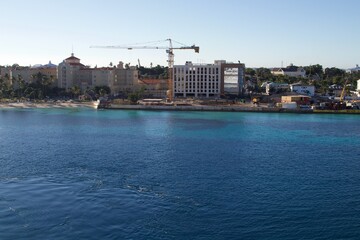Blue green waters at Port of Nassau, Bahamas