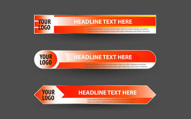 Set collection vector of Broadcast News Lower Thirds Template layout design banner for bar Headline news title, sport game in Television, Video and Media 