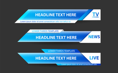 Set collection vector of Broadcast News Lower Thirds Template layout design banner for bar Headline news title, sport game in Television, Video and Media 