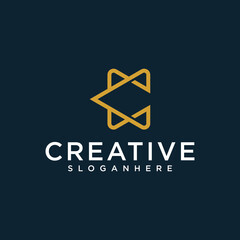 Letter C vector line logo design. Creative minimalism logotype icon symbol