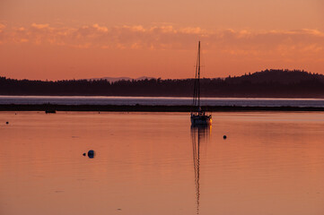 Sunset over Sailboat Lopez Island