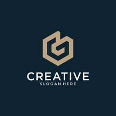 Letter G vector line logo design. Creative minimalism logotype icon symbol