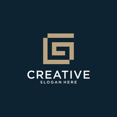 Letter G vector line logo design. Creative minimalism logotype icon symbol