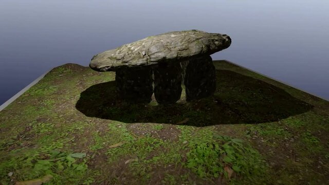 Conceptual 3D work representing a dolmen.
The dolmens are collective megalithic monuments built by humans. The name derives from Breton dol = table and men = stone.