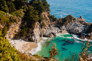Big Sur Waterfall Scene