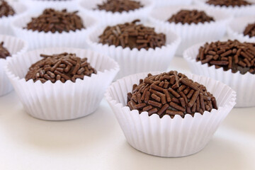 Sweet brigadeiro made of chocolate and condensed milk