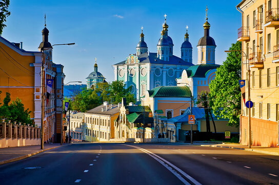 Street view of Holy Assumption Cathedral in Smolensk, Russia