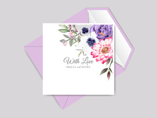 beautiful and elegant floral hand drawn wedding invitation card template