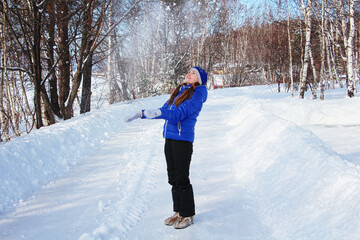 woman walking in snow