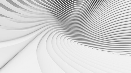 Abstract Curved Shapes. White Circular Background.