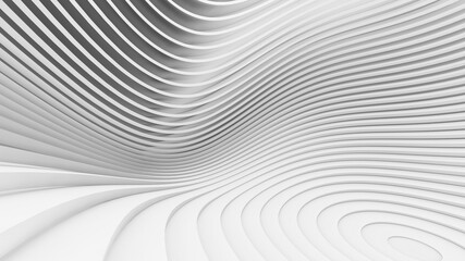 Abstract Curved Shapes. White Circular Background.