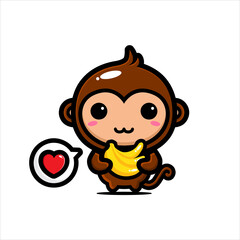 cute monkey vector design carrying banana