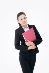 Fashion business woman holding a folder