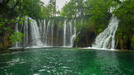 a spring time shot of galovacki buk waterfall in plitvice lakes lakes national park