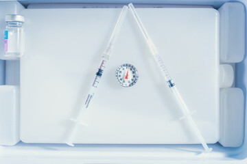 empty syringes in cold pack