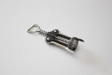 Wine bottle opener on white background.