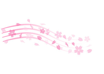 ピンク　春　桜　花びら　罫線　ライン