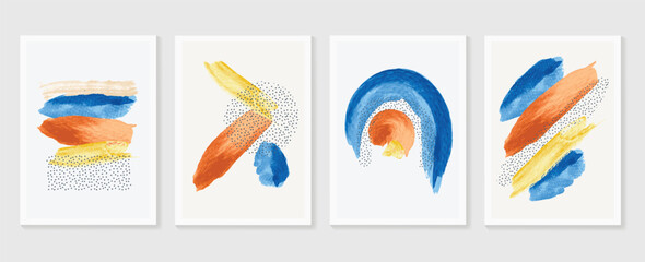 Abstrakte Wandkunst-Vektorhintergrundsammlung. Erdtöne Handgezeichnetes Kunstdesign in organischer Form für gerahmte Wanddrucke, Leinwanddrucke, Poster, Wohnkultur, Cover, Tapeten. © TWINS DESIGN STUDIO