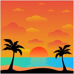 Fototapeta na wymiar Gradient beach sunset landscape