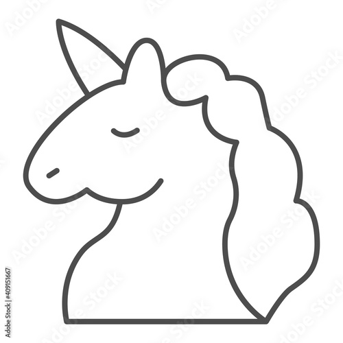 unicorn thin line icon fairytale concept unicorn head silhouette sign on white background mythical horse with horn icon in outline style for mobile concept and web design vector graphics wall mural sabuhinovruzov